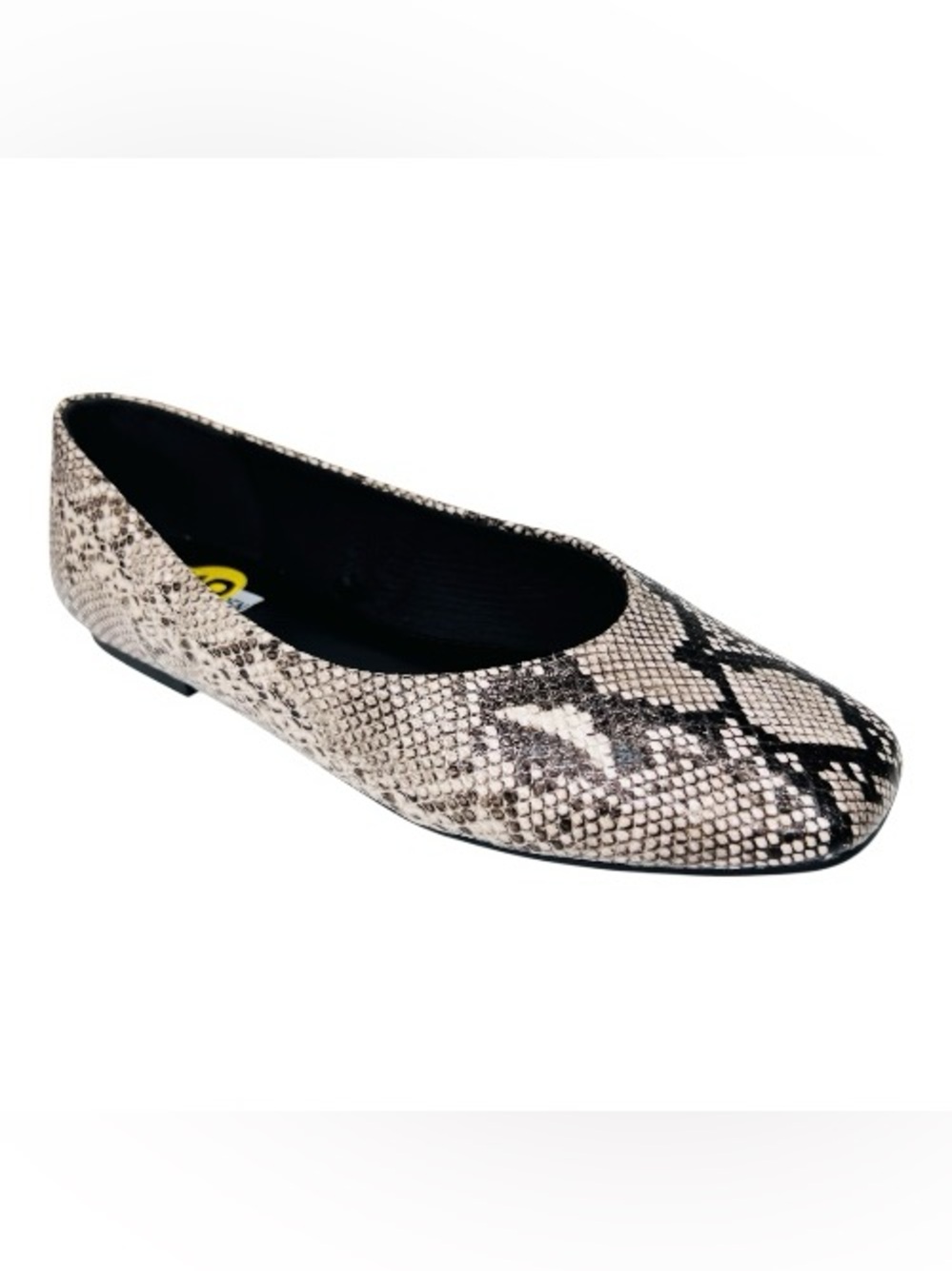 Steve Madden Deliah Black/White Faux Leather Snake Print Slip On Ballet Flats